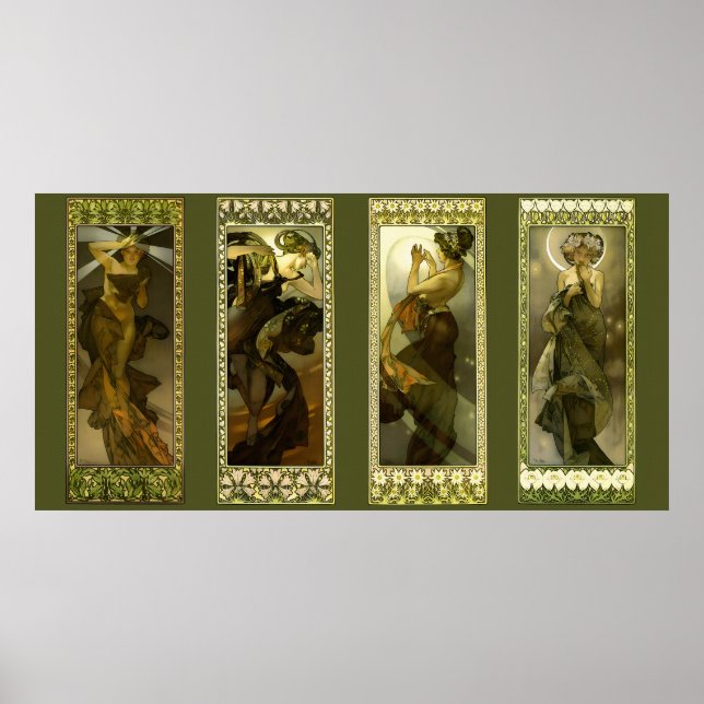Moon and Stars by Alphonse Mucha Poster (Frente)