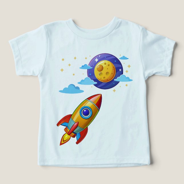 Moon Astronauta Roket Ship Kids T-Shirt (Design frontal)