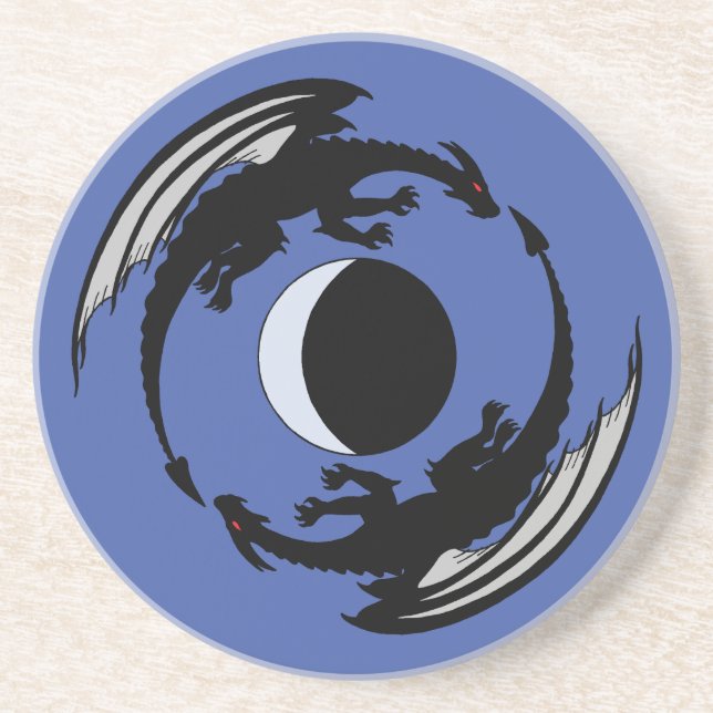 Moon Dragon Fantasy Design Sandstone Porta copos (Frente)