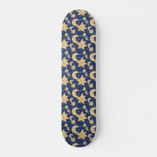 Moon e Estrelas do skateboard retrô-celestial