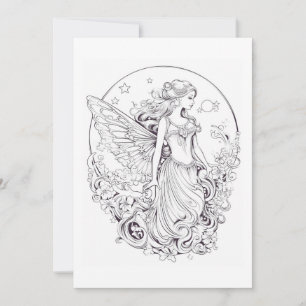 Moon Fairy Colore Sua Própria Carta De Saudação