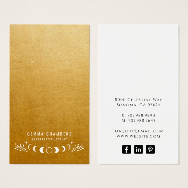 Moon Fases Douradas Ouvindo Cartões de Exibição de (Frente & Verso)