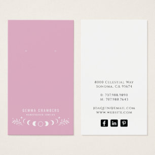 Moon Fases Rosa Ouvindo Cartões De Exibição De Joi