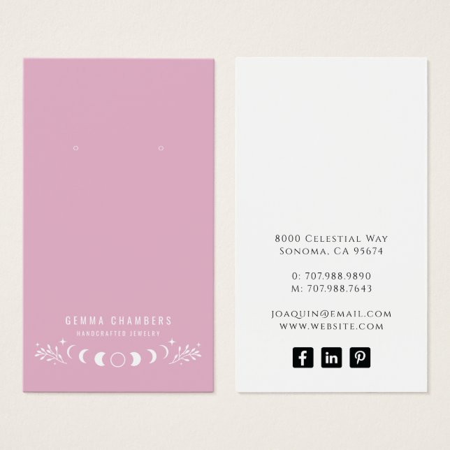 Moon Fases Rosa Ouvindo Cartões De Exibição De Joi (Frente & Verso)