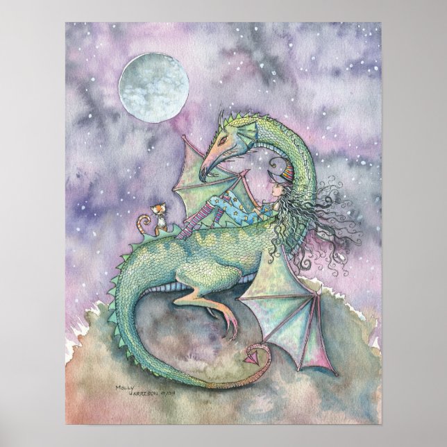Moon Gazing Witch Dragon Poster (Frente)