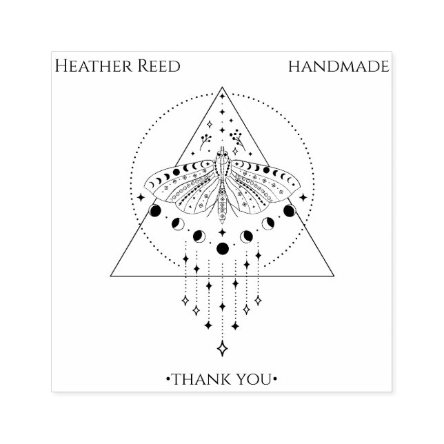 Moon Phase Moth | Carimbo De Borracha (Impressão)