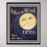 Moon Piscar os olhos Diner 16 x 20 Poster<br><div class="desc">Vintage All Nite Diner Advertisement Poster 16 x 20</div>