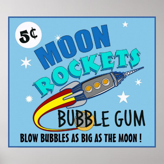 Moon Rockets Bubble Gum Machine Poster (Frente)