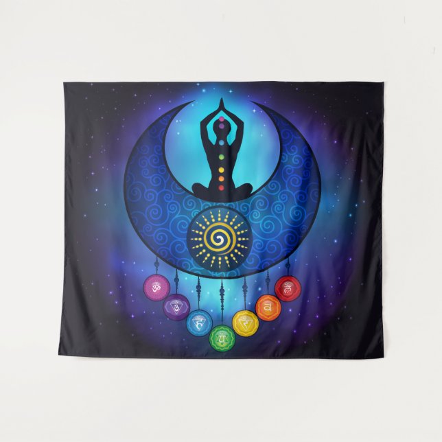 Moon & Sun Woman Chakra Tapeçaria - 59bl (Frente (Horizontal))