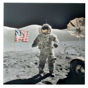 Moon Walk com bandeira americana