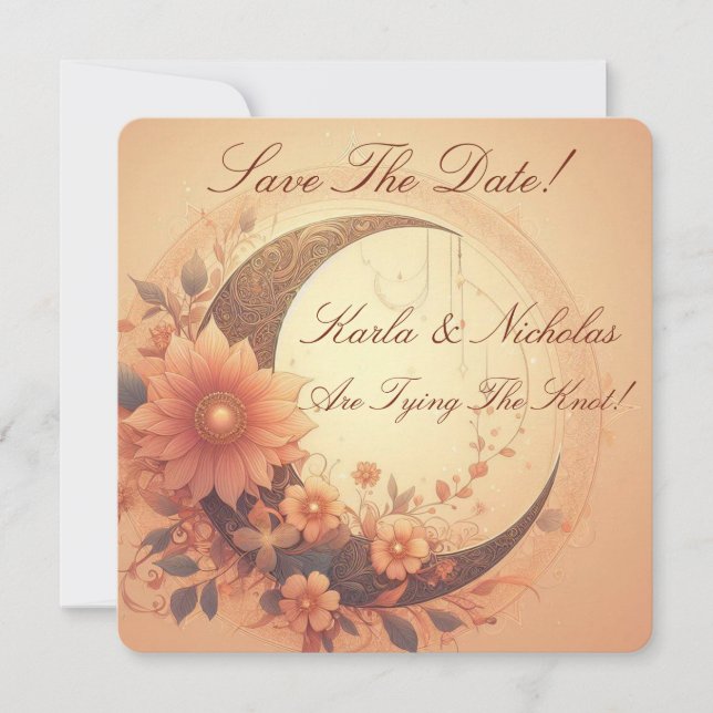 Moonflower Save The Date Wedding Anúncio (Frente)
