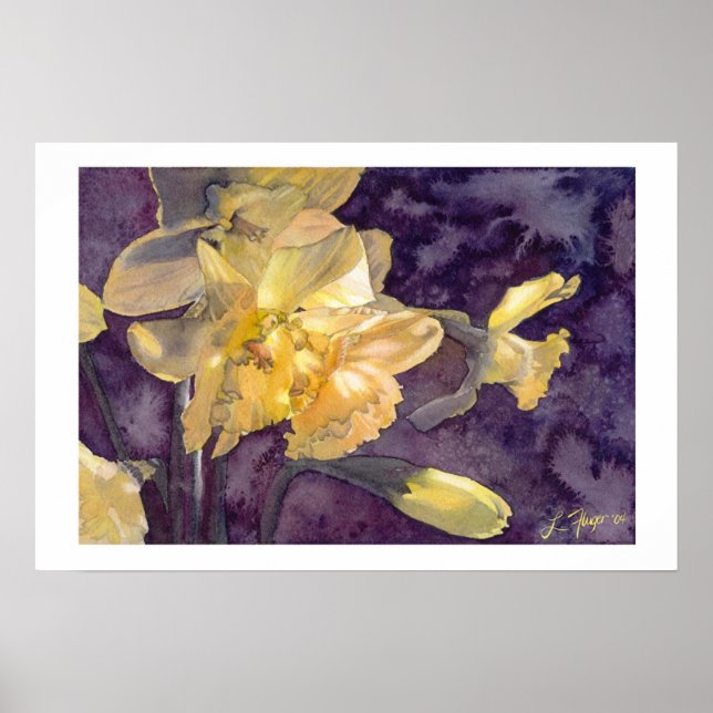 Moonlight Daffodils - Poster de Aquarela (Frente)