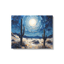 Moonlit Desert Premium Canvas Wall Art
