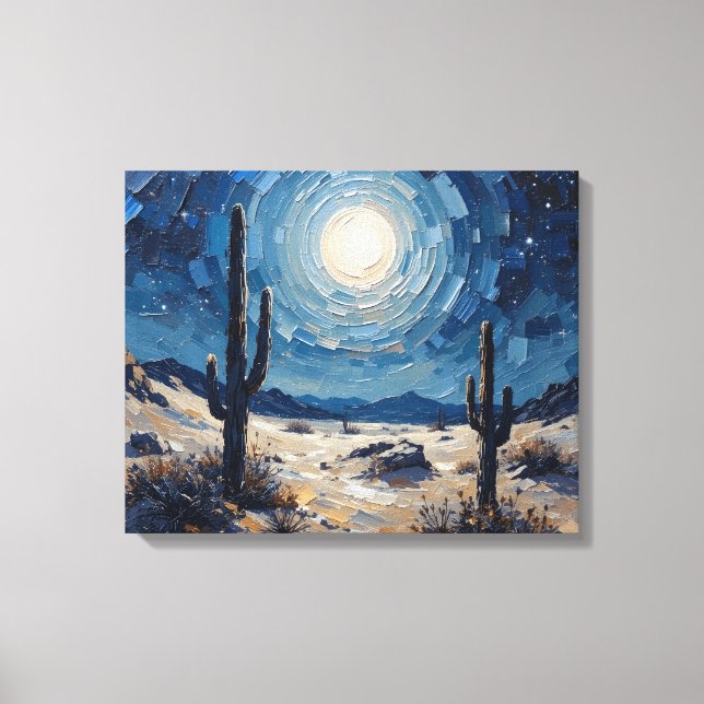 Moonlit Desert Premium Canvas Wall Art (Frente)