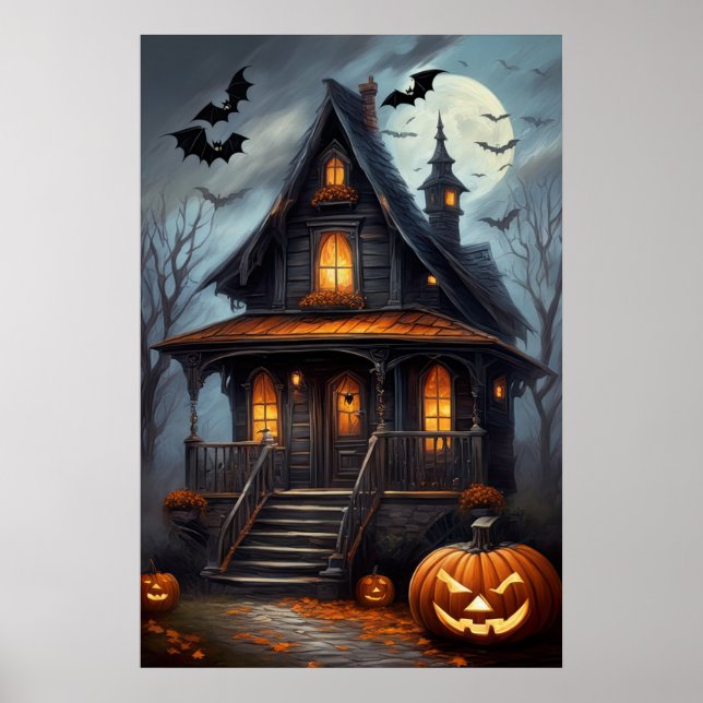 Moonlit Haunts, Poster de Halloween (Frente)