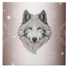 "Moonlit Majestade: Shimmering Wolf Cerâmica Azule