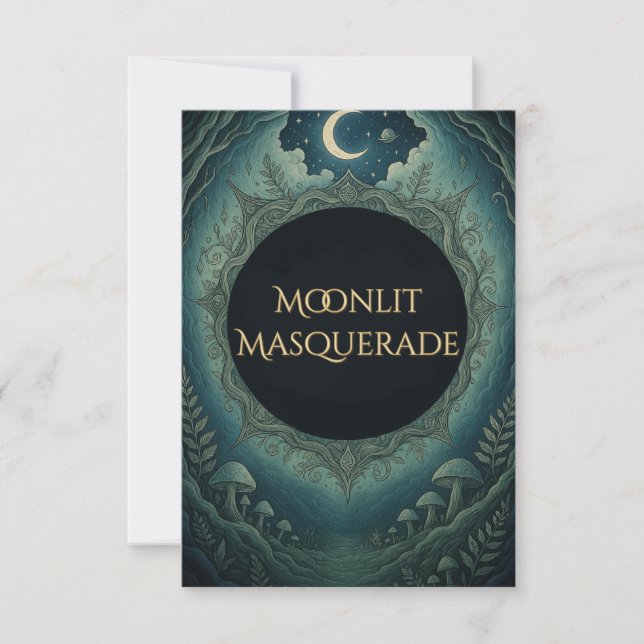 Moonlit Masquerade Elegant Halloween RSVP (Frente)