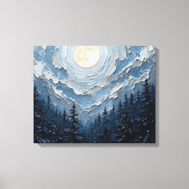 Moonlit Sky sobre Forest Premium Canvas Wal (Frente)