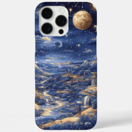 Moonlit Starry Dreamland Mythical Blue Design