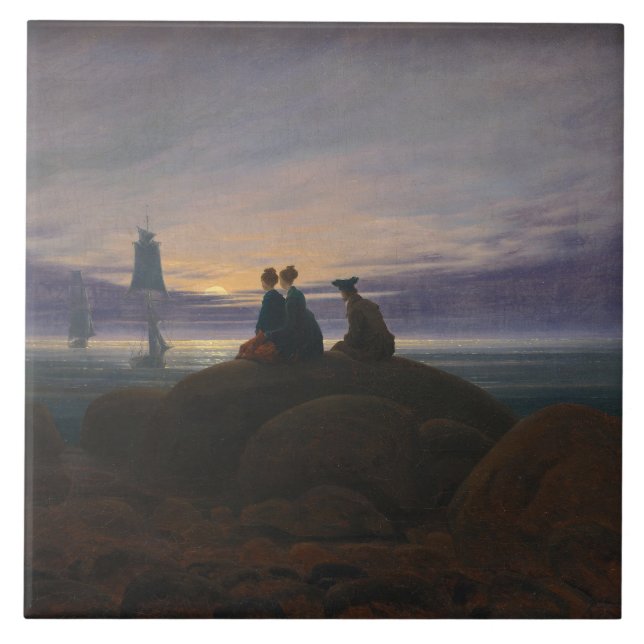 Moonrise pelo mar (por Caspar David Friedrich) (Frente)