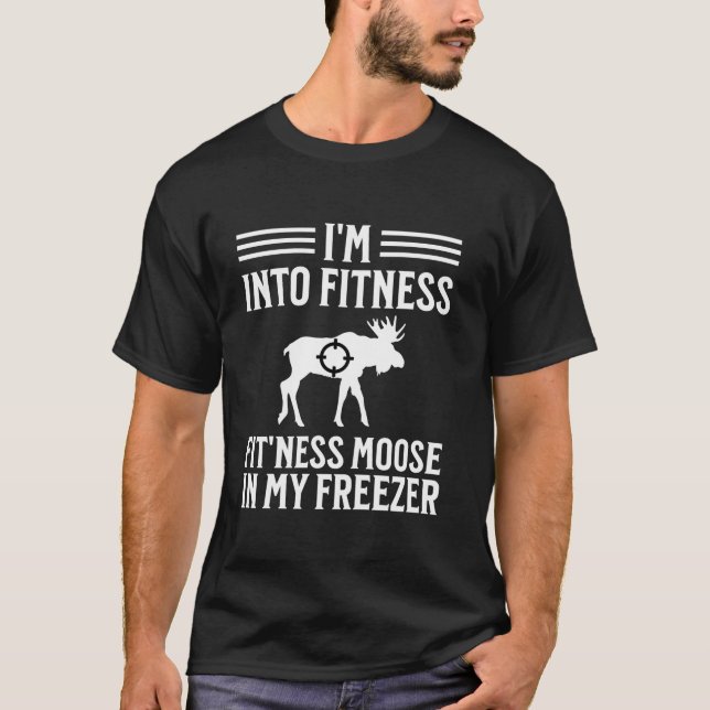 Moose Engraçada Caçadora Camisa de Leve Longa (Frente)