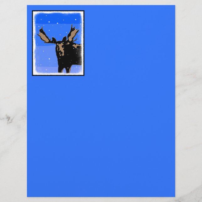 Moose no inverno - Arte original sobre a vida selv (Frente)