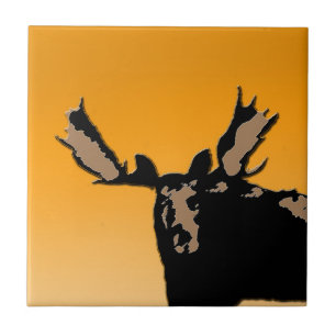 Moose no Sunset - Arte original sobre a vida selva