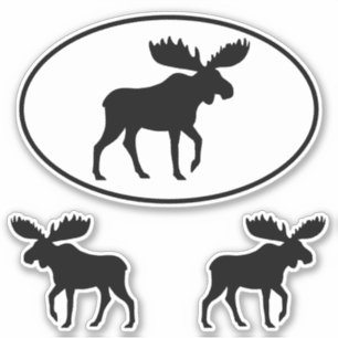 Moose Silhouettes Oval e Morte Cortar Adesivo