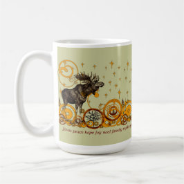 Moose Swirl Stars Moon Peace Joy Ho Ho Ho Caneca d
