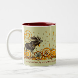 Moose Swirl Stars Moon Peace Joy Ho Ho Ho Caneca d