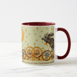 Moose Swirl Stars Moon Peace Joy Ho Ho Ho Caneca d
