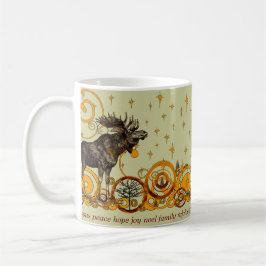 Moose Swirl Stars Moon Peace Joy Ho Ho Ho Caneca d