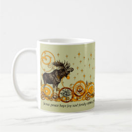 Moose Swirl Stars Moon Peace Joy Ho Ho Ho Caneca d