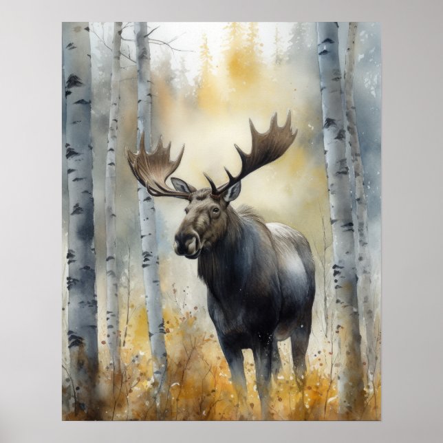 Moose Woodland Animal Art Impressão (Frente)