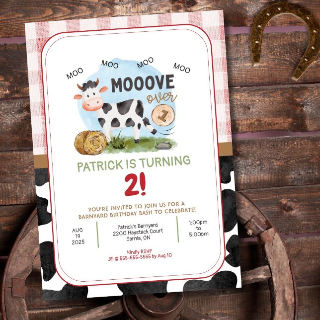Moover sobre o convite de aniversário do tema da F (Farm Theme Kid's Birthday Invitation)