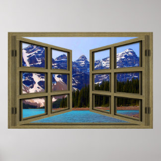 Moraine Lake Brown Wood 6 Painel Aberto Poster