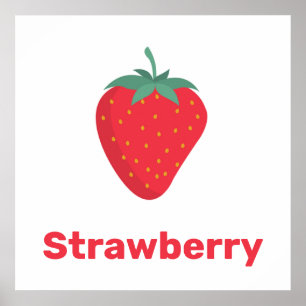 Morango cor-de-rosa com palavras poster