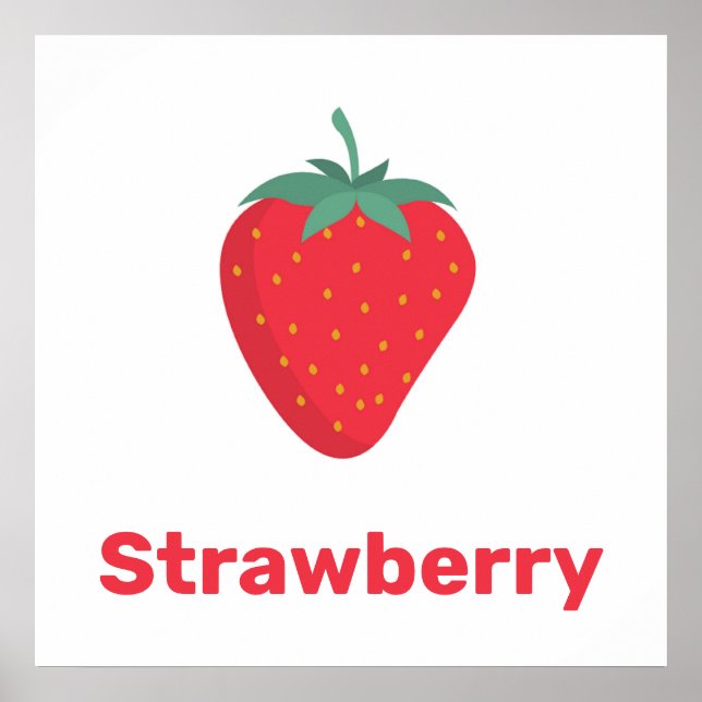 Morango cor-de-rosa com palavras poster (Frente)