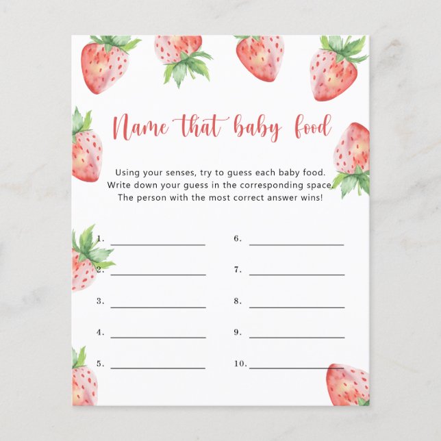 Morango - Diga o nome do jogo de chá de Comida (Frente)