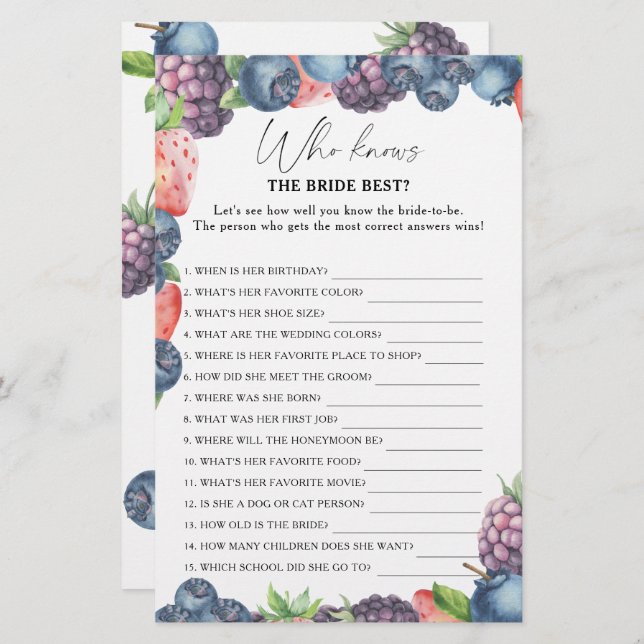 Morango doce - Quem conhece o melhor jogo da noiva (Frente/Verso)