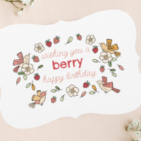 Morango e Pássaros Berry Cartões de Aniversário Fe