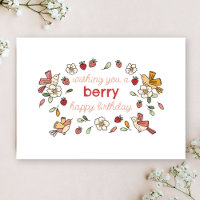Morango e Pássaros Berry Cartões de Aniversário Fe