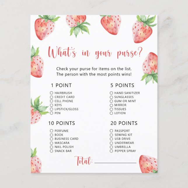 Morango - O que há no seu jogo de chá de fraldas (Frente)