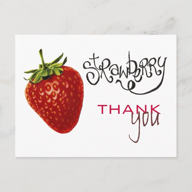 Morango Obrigado Anote Cartão Postal (Frente)