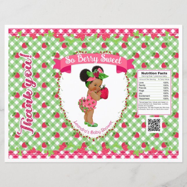 Morango Tema De Bebê Rosa Gingham Verde Chip Bag (Frente)