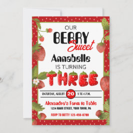 Morango Terceiro Convite de aniversário