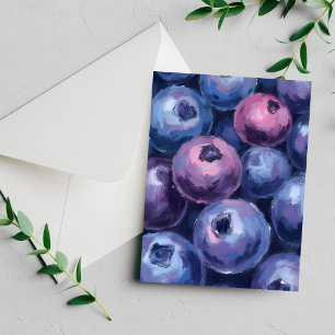 Morangos Azuis Lindos   Cartão de Pintura de Fruta