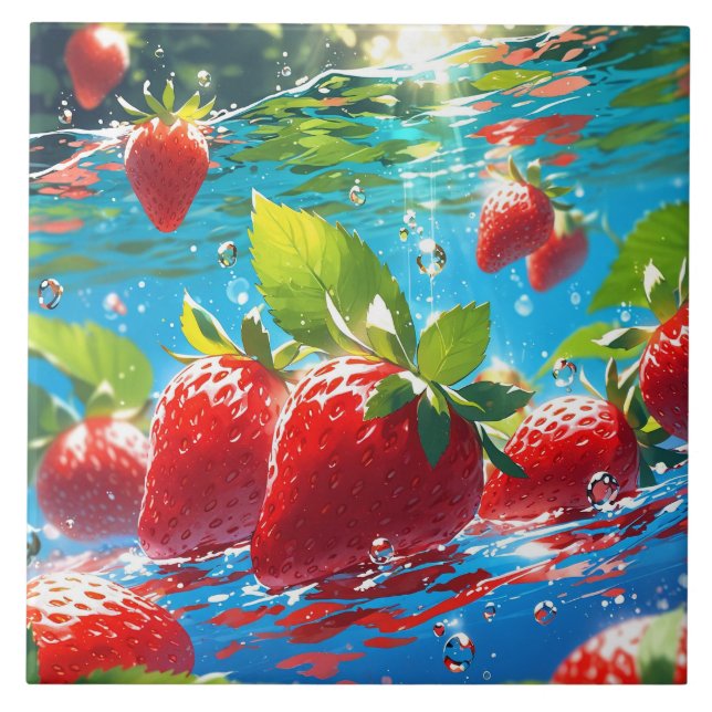 Morangos Azulejo cerâmico (Frente)