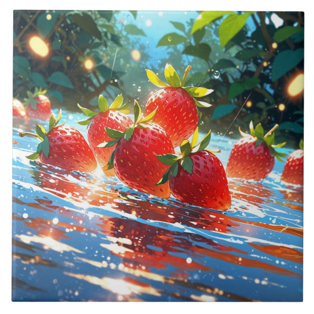 Morangos Azulejo cerâmico (Frente)