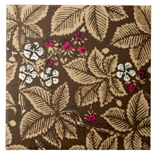 Morangos de Nouveau da arte e folhas, Brown escuro